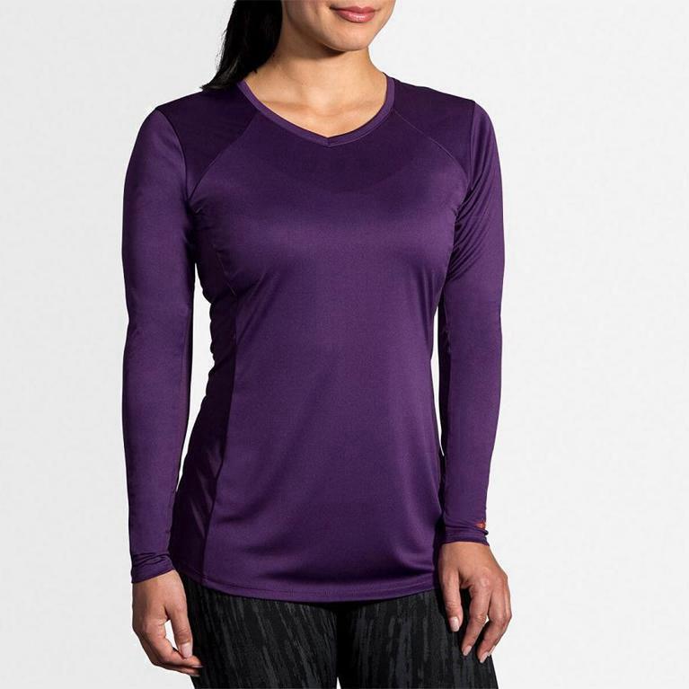 Brooks Women's Stealth Long Sleeve Running Shirt Singapore - Purple (26738-GSZD)